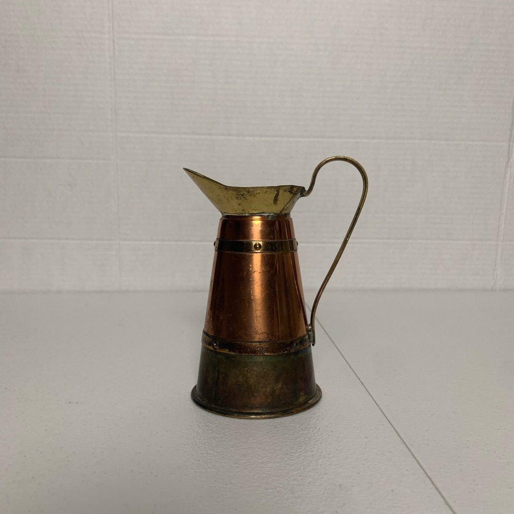 Vintage Brass & Copper Rustic Made In England Pitcher